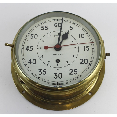 312 - Brass bulkhead clock, with Arabic numerals to dial, working at time of cataloguing, dial diameter 20... 