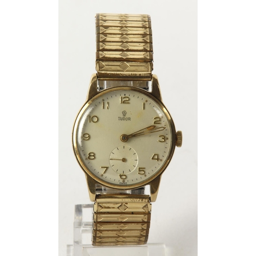 39 - Gents 9ct cased Tudor manual wind wristwatch, hallmarked Birmingham 1959. The creamed dial with gilt... 