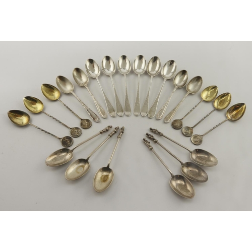 449 - Mixed lot of twenty two spoons comprising six bowling spoons hallmarked Birm. 1933, six Apostle spoo... 