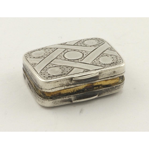 452 - Small silver vinaigrette (internal grill could be unmarked gold) item hallmarked for Matthew Linwood... 