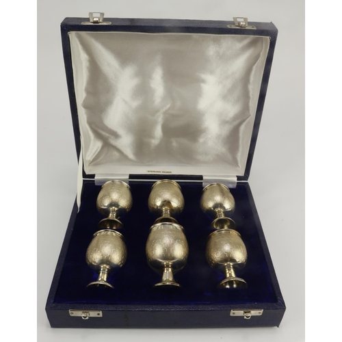 454 - Six silver boxed small goblets all marked 