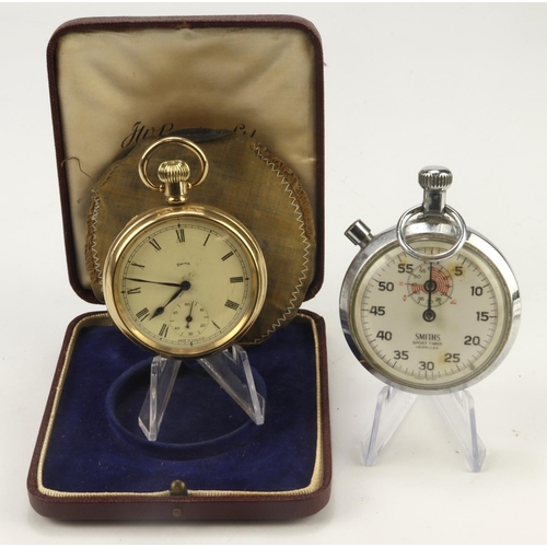 469 - Two Smiths watches comprising a gold plated pocket watch in a watch cover & a Benson watch box plus ... 