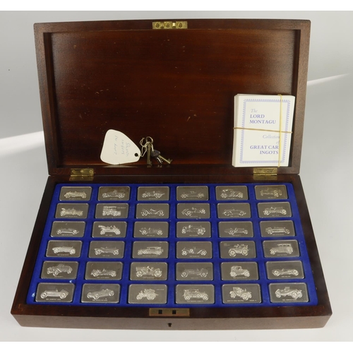 471 - Wooden-cased set of the Lord Montagu collection of 36 Great Car Sterling Silver ingots, with COA's. ... 