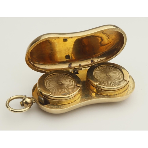 473 - 9ct gold kidney shaped twin Sovereign holder, hallmarked Birmingham 1910 Total size including loop a... 