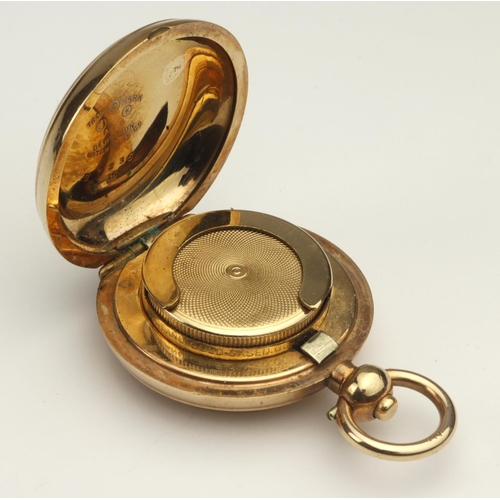 476 - Dennison gold plated sovereign holder. Approx 33mm diameter