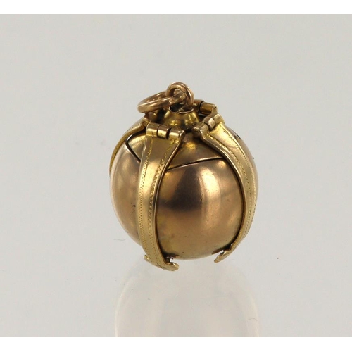 478 - Silver gilt Masonic orb opening ball, weight 11.5g.