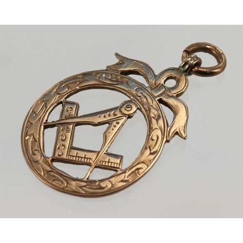 479 - 9ct rose gold antqiue Masonic fob pendant, hallmarked Chester 1917, length 31mm, weight 3.2g.