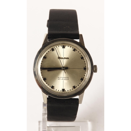 55 - Gents stainless steel cased Bulova automatic wristwatch, circa 1960s. The silvered dial with a black... 