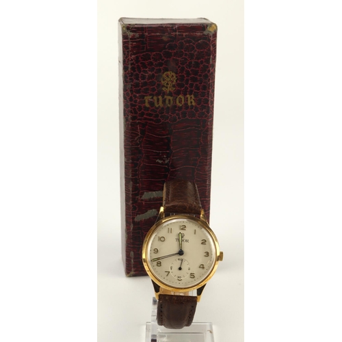 66 - Gents 9ct cased Tudor manual wind wristwatch, hallmarked Edinburgh 1957. The silvered dial with gilt... 