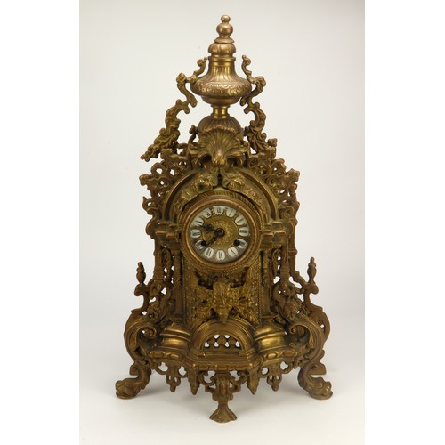 315 - Large reproduction ormolu mantel clock, with Roman numerals to dial, height 61cm approx. (untested, ... 