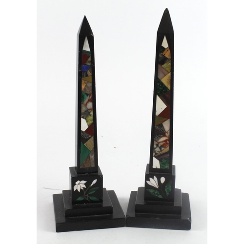 549 - Two Victorian Ashford black marble obelisks, largest 24cm approx.