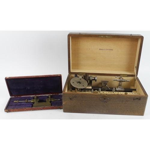 556 - Watchmakers lathe by Wolf Jahn & Co. Germany, with a selection of accessories, contained in original... 