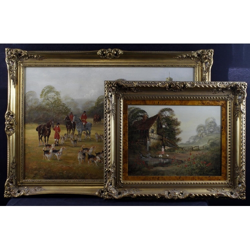 62 - Ronald Horsewell. Two oil on canvases, both signed by the artist to lower right, one depicting a hun... 