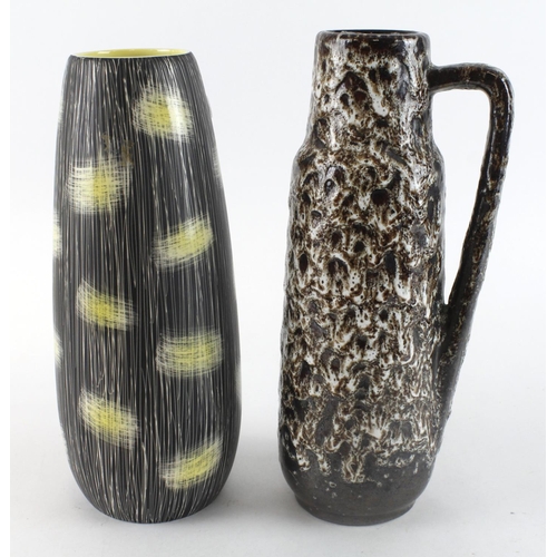 78 - Beswick 1960's Sgraffito vase (black & yellow) and a West German 