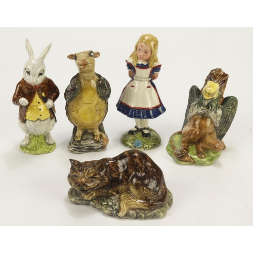 82 - Beswick. Five Beswick figure from the 1974 Alice Series, comprising 'Alice', 'White Rabbit', 'Mock T... 