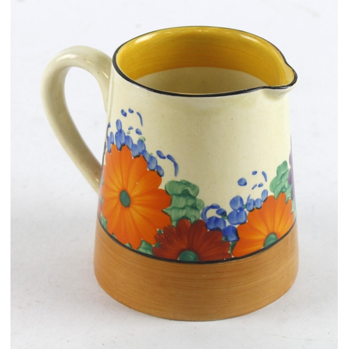 89 - Clarice Cliff Bizarre 'Gay Day' pattern cream / milk jug, height 85mm approx.