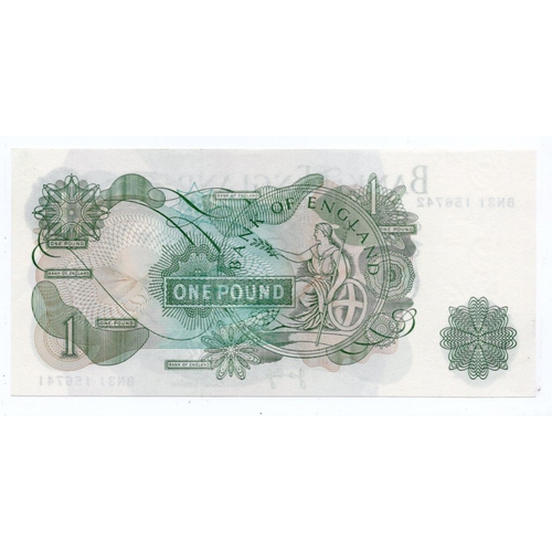 121 - ERROR Page 1 Pound issued 1970, mismatched serial numbers, BN31 156742 & BN31 156741 (B322, Pick374g... 