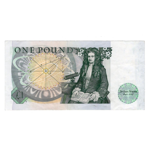 129 - ERROR Somerset 1 Pound issued 1981, large streak of extra ink running down left side, serial AY74 73... 