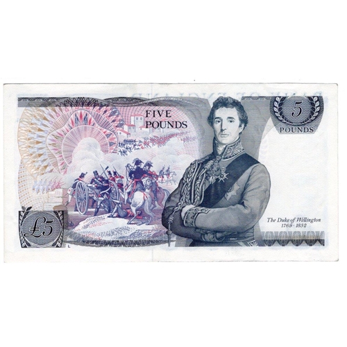 131 - ERROR Somerset 5 Pounds issued 1980, error missing signature, serial DU57 448800 (B343a, Pick378d) E... 