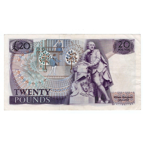 143 - Fforde 20 Pounds (B318) issued 1970, William Shakespeare on reverse, serial A04 306050 (B318, Pick38... 