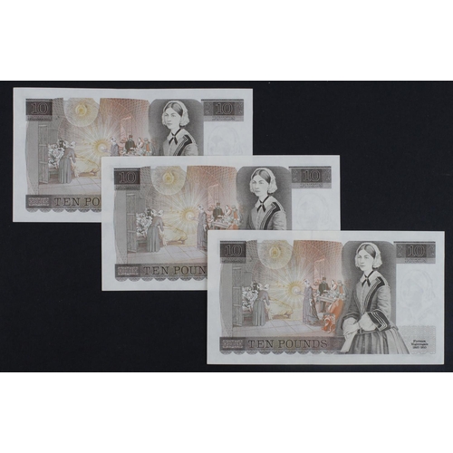 243 - Somerset 10 Pounds (B346) issued 1980 (3), a consecutively numbered run, serial W36 783317 - W36 783... 