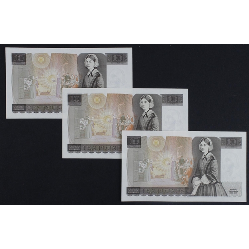 244 - Somerset 10 Pounds (B348) issued 1984 (3), a consecutively numbered run, serial BT52 144396 - BT52 1... 