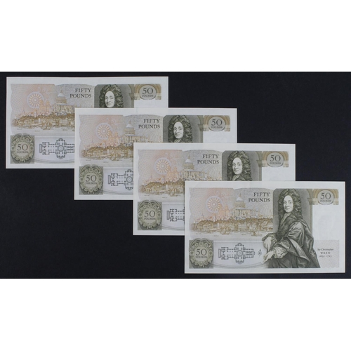 245 - Somerset 50 Pounds (4) issued 1981, a consecutively numbered run of 'A' PREFIX notes just one of fir... 