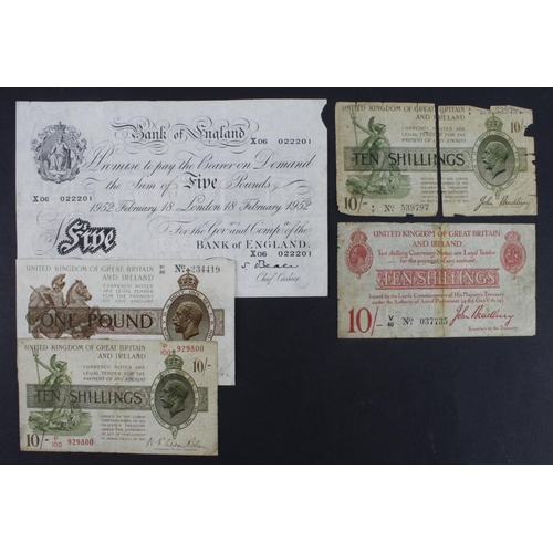 247 - Bank of England & Treasury (5), Beale 5 Pounds dated 18th February 1952, serial X06 022201 (B270, Pi... 