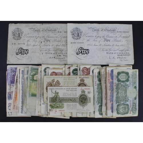 249 - Bank of England & Treasury (74), a collection of lower grade and damaged notes comprising Peppiatt W... 