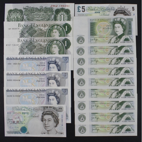 257 - Bank of England (17), high grade group, Beale 1 Pound, O'Brien 1 Pound, Page 1970 1 Pound, Page 1978... 
