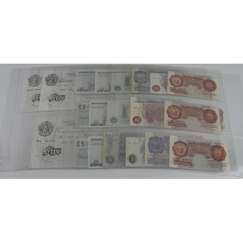 258 - Bank of England (22), collection in album sleeves including 3 x White 5 Pounds signed Peppiatt, Beal... 