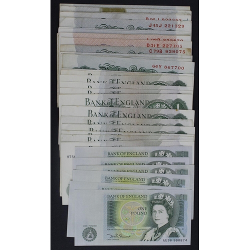273 - Bank of England 1 Pound (46), Brittania notes (17) signed Peppiatt and Beale, Portrait notes (29) si... 