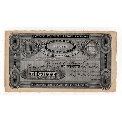 277 - Birmingham, a very rare 80 Hour National Equitable Labour Exchange Birmingham Branch unissued Robert... 