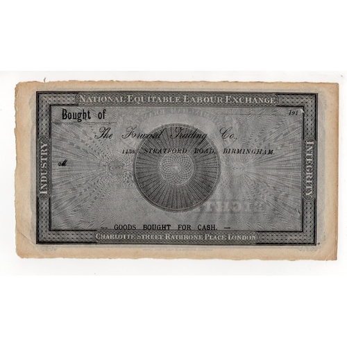277 - Birmingham, a very rare 80 Hour National Equitable Labour Exchange Birmingham Branch unissued Robert... 