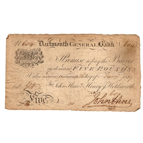 279 - Dartmouth General Bank 1 Pounds dated 1819, serial No. 684 for John Hine & Henry Joseph Holdsworth (... 