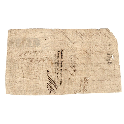 283 - Portsmouth Naval, Military & Commercial Bank 5 Pounds dated 1814, serial No. 3055 for William Burrid... 