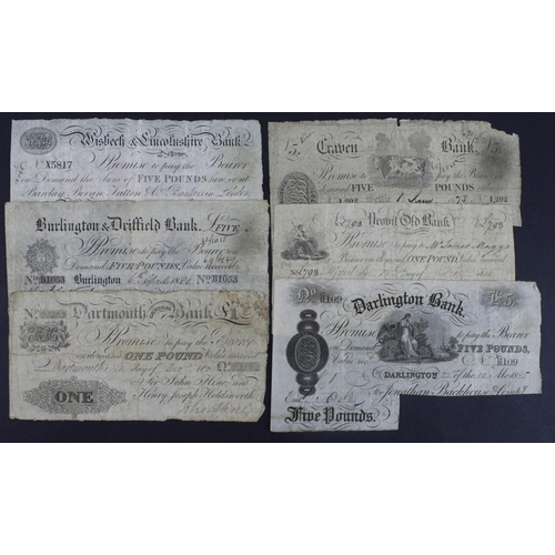 284 - Provincial Banks (6), Yeovil Old Bank, Somersetshire 1 Pound dated 1814 (Outing2443b), Craven Bank S... 