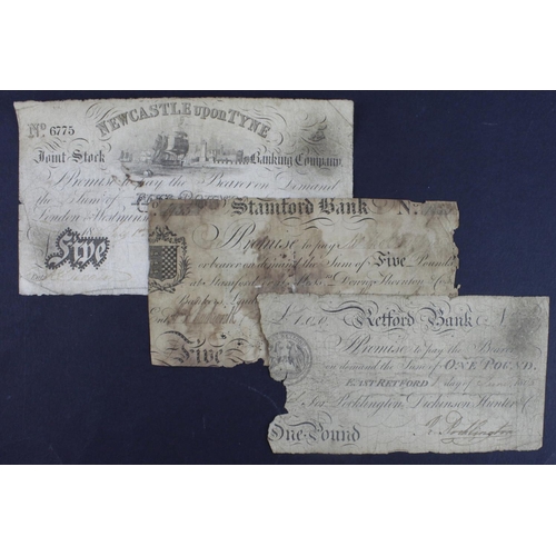 286 - Provincial Notes (3), Stamford Bank 5 Pounds dated 10th August 1812, serial No. 6933 for A.W. Bellai... 