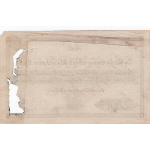 296 - West of England & South Wales District Bank, Wells 5 Pounds SPECIMEN 18xx, no signatures or serial n... 