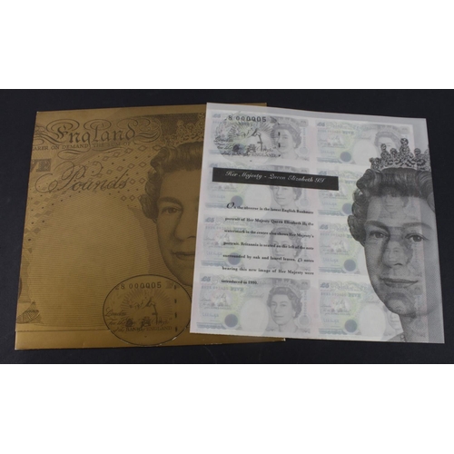 299 - Debden Set C121, As Good As Gold collection minisheet, an uncut sheet of 8 notes with serial number ... 