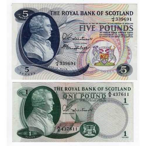 452 - Scotland, Royal Bank of Scotland (2), 5 Pounds dated 1st March 1967, signed Robertson & Campbell, se... 