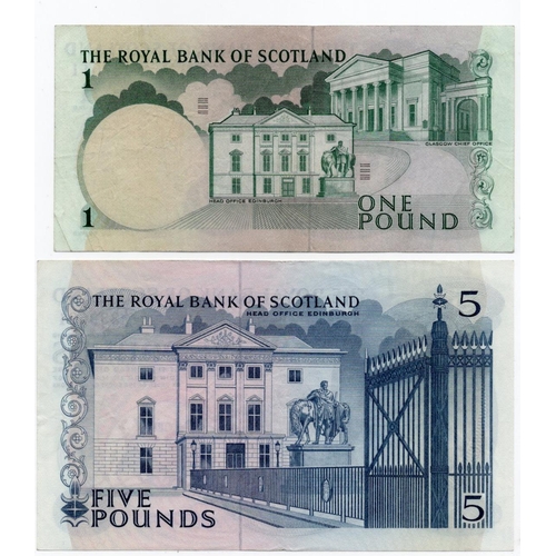 452 - Scotland, Royal Bank of Scotland (2), 5 Pounds dated 1st March 1967, signed Robertson & Campbell, se... 