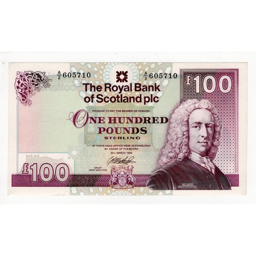 458 - Scotland, Royal Bank of Scotland 100 Pounds dated 30th March 1999, signed G.R. Mathewson, serial A/2... 