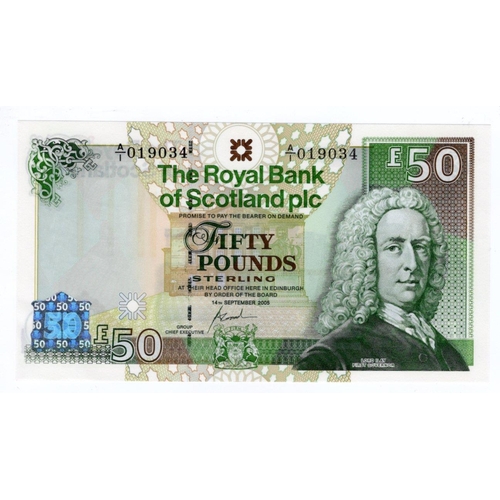 462 - Scotland, Royal Bank of Scotland 50 Pounds dated 14th September 2005, FIRST RUN 'A/1' prefix, serial... 