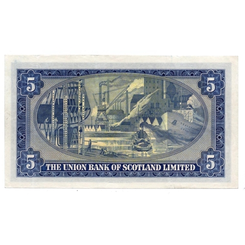 468 - Scotland, Union Bank 5 Pounds dated 1st October 1953, signed Morrison, serial C 892/148 (PMS UB69a, ... 