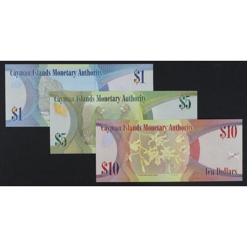 526 - Cayman Islands (3), 10 Dollars, 5 Dollars and 1 Dollar dated 2010, all FIRST RUN with MATCHING LOW s... 