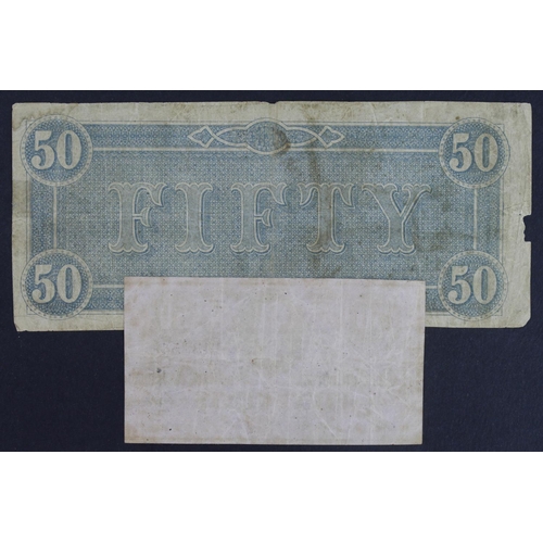 537 - Confederate States of America (2), 50 Dollars dated 17th February 1864, serial No. 79350 Plate A 1st... 