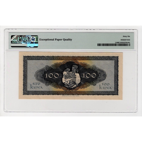 543 - Croatia 100 Kuna dated 1st September 1943, serial U2296281 (TBB B201a, Pick11a) in PMG holder graded... 