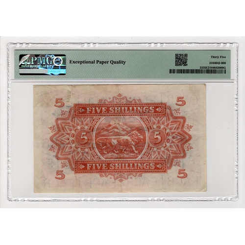 557 - East African Currency Board 5 Shillings dated 1st January 1955, Queen Elizabeth II portrait, serial ... 