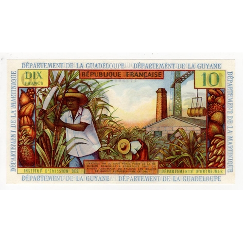 589 - French Antilles 10 Francs issued 1964, signed Postel-Vinay and Clappier, serial Y.7 59944 (TBB B108b... 